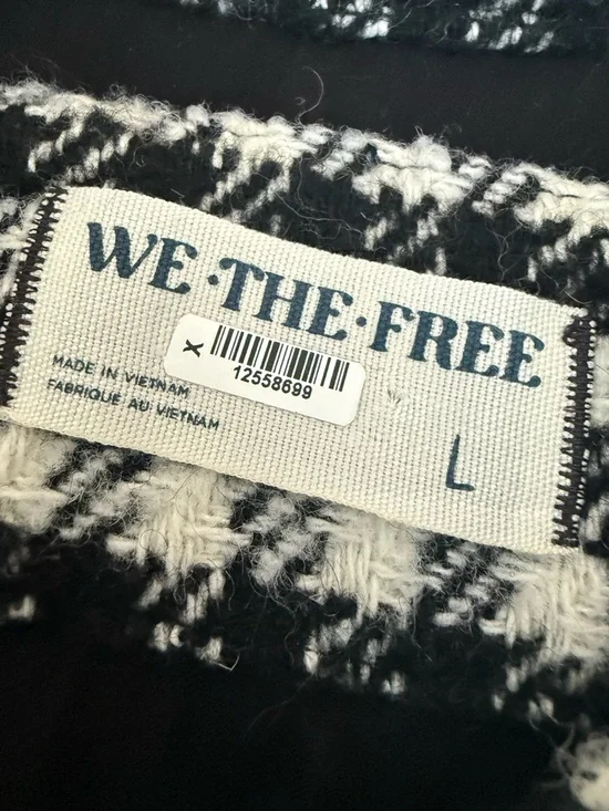 Free People Large GET AROUND HOUNDSTOOTH SHIRT jacket Shacket Wool Blend - Picture 3 of 4